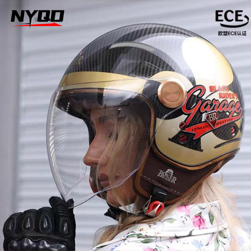 Vintage Open Face Retro Helmet - خوذة BEON BR20 من ألياف الكربون