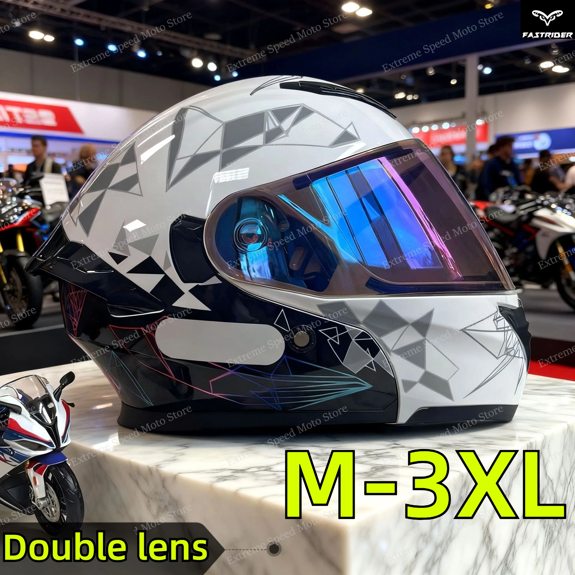 Dual Visor Motorcycle Racing Helmet - خوذة دراجة نارية معتمدة قابلة للطي،