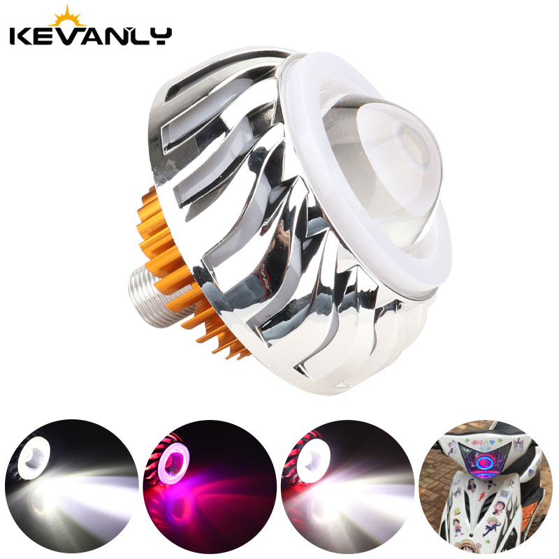 Universal Motorcycle Led Headlight Projector - مصباح أمامي مزدوج LED لعيون الشيطان