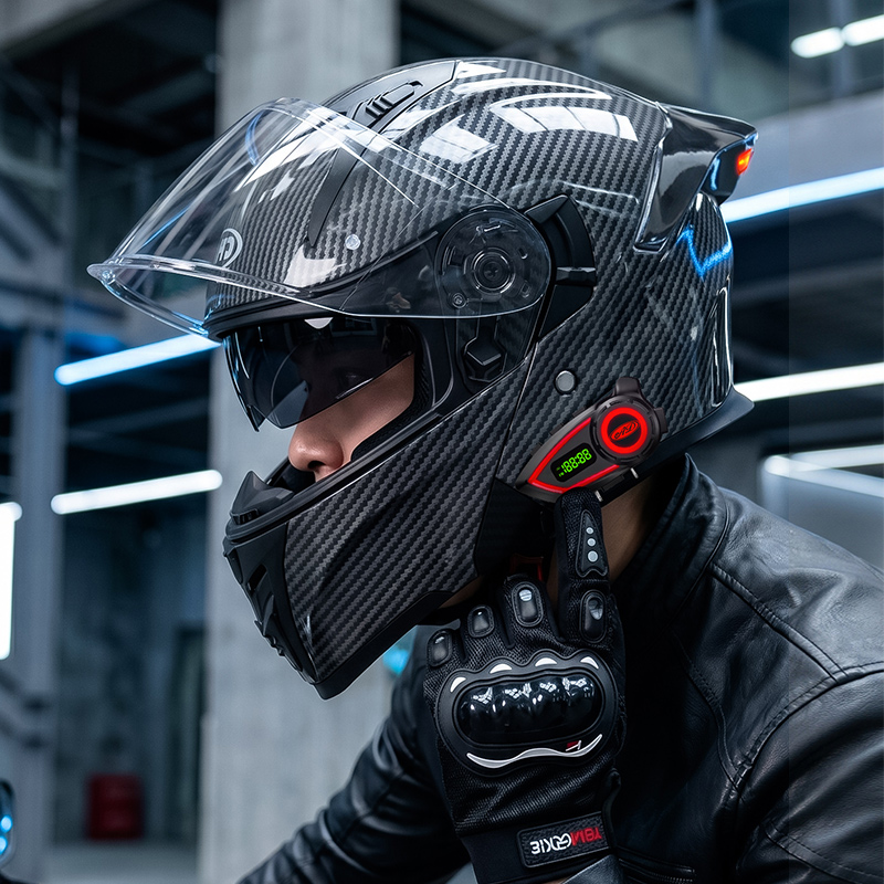 Full Face Motorcycle Helmet With Bluetooth - خوذات دراجات نارية من مادة ABS