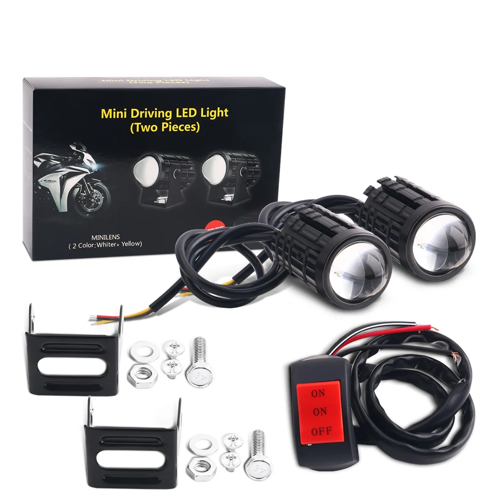 عالمي دراجة نارية بقيادة مصباح - مراجعة Universal Motorcycle Led Headlight Projector وسعره