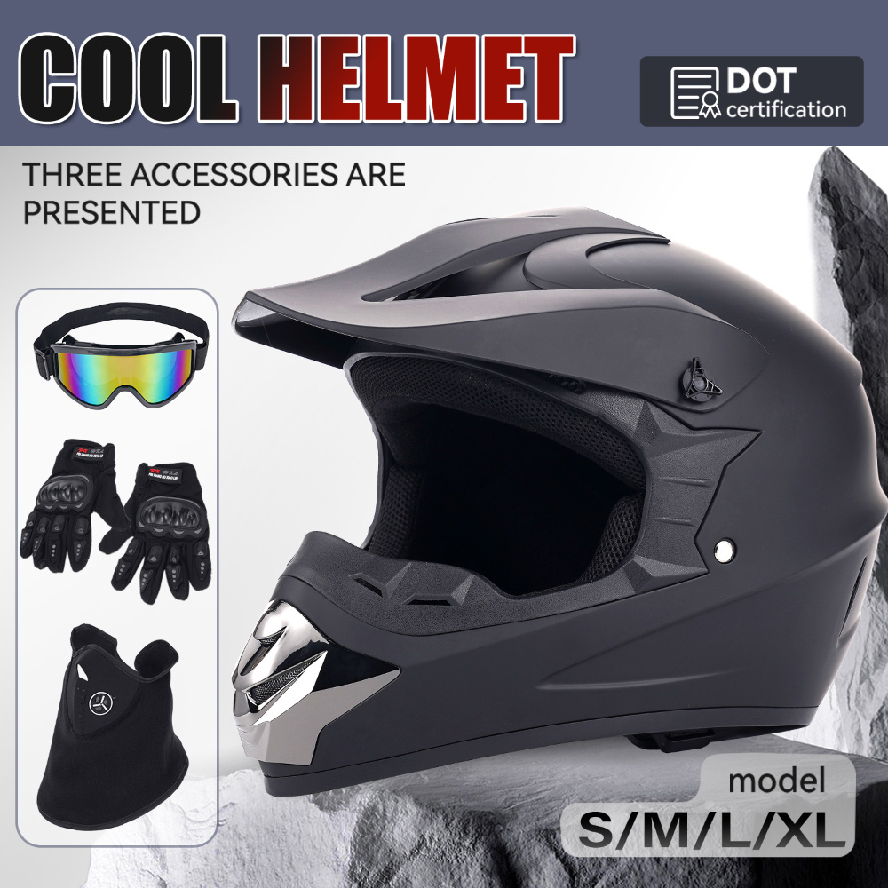 خوذة دراجات نارية للطرق الوعرة - مراجعة Off Road Motocross Helmet Goggles Set وسعره