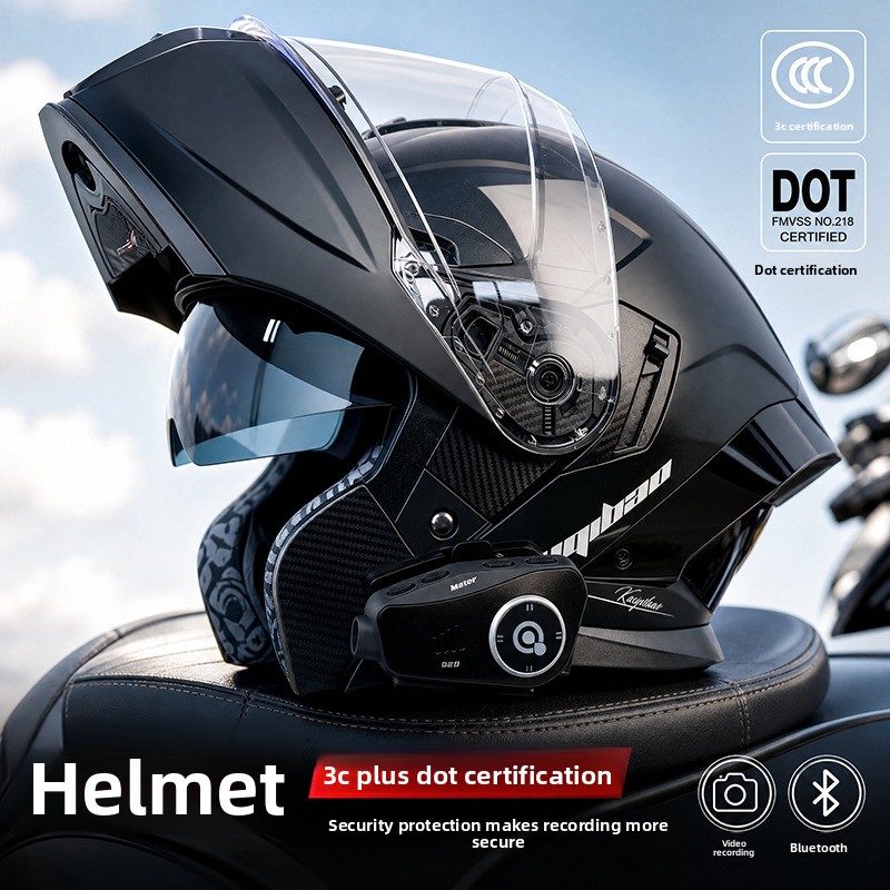 خوذة دراجة نارية قابلة للطي من - مراجعة Full Face Motorcycle Helmet With Bluetooth وسعره