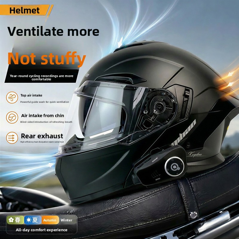 خوذة دراجة نارية قابلة للطي من - مراجعة Full Face Motorcycle Helmet With Bluetooth وسعره