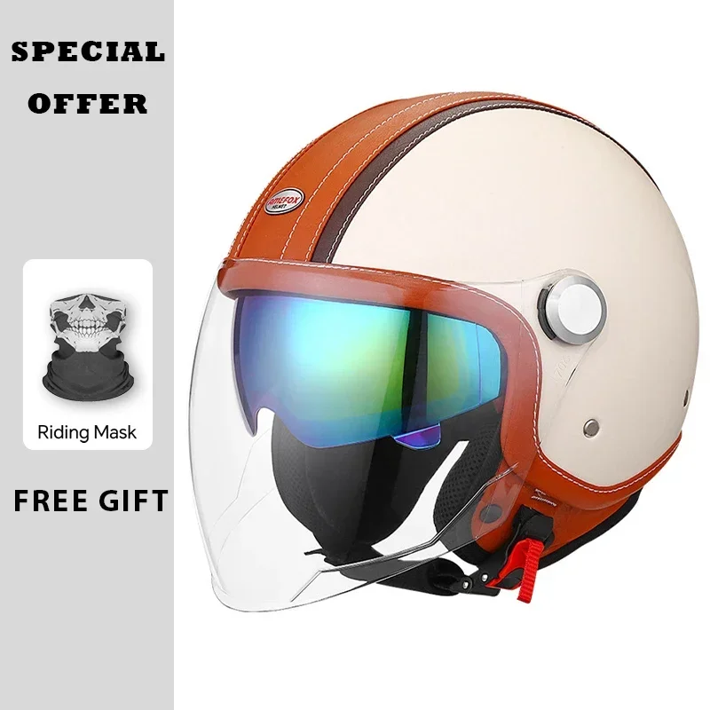 خوذة دراجة نارية جلدية عتيقة م - مراجعة Vintage Open Face Retro Helmet وسعره